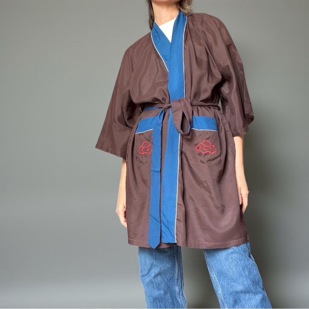 Vintage Double Horse Kimono Jacket w/ Red Dragon Embroidery – Y2K Streetwear S/M